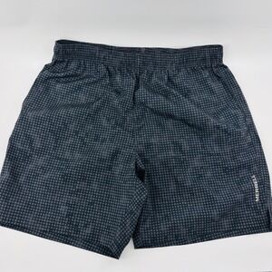 Merrell Shorts Mens Large Hiking Gray Grid Print Athletic Performance 8" Elastic